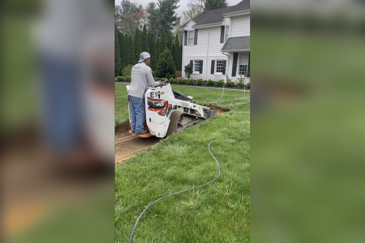 Arborvine crew excavating for a paver walkway base